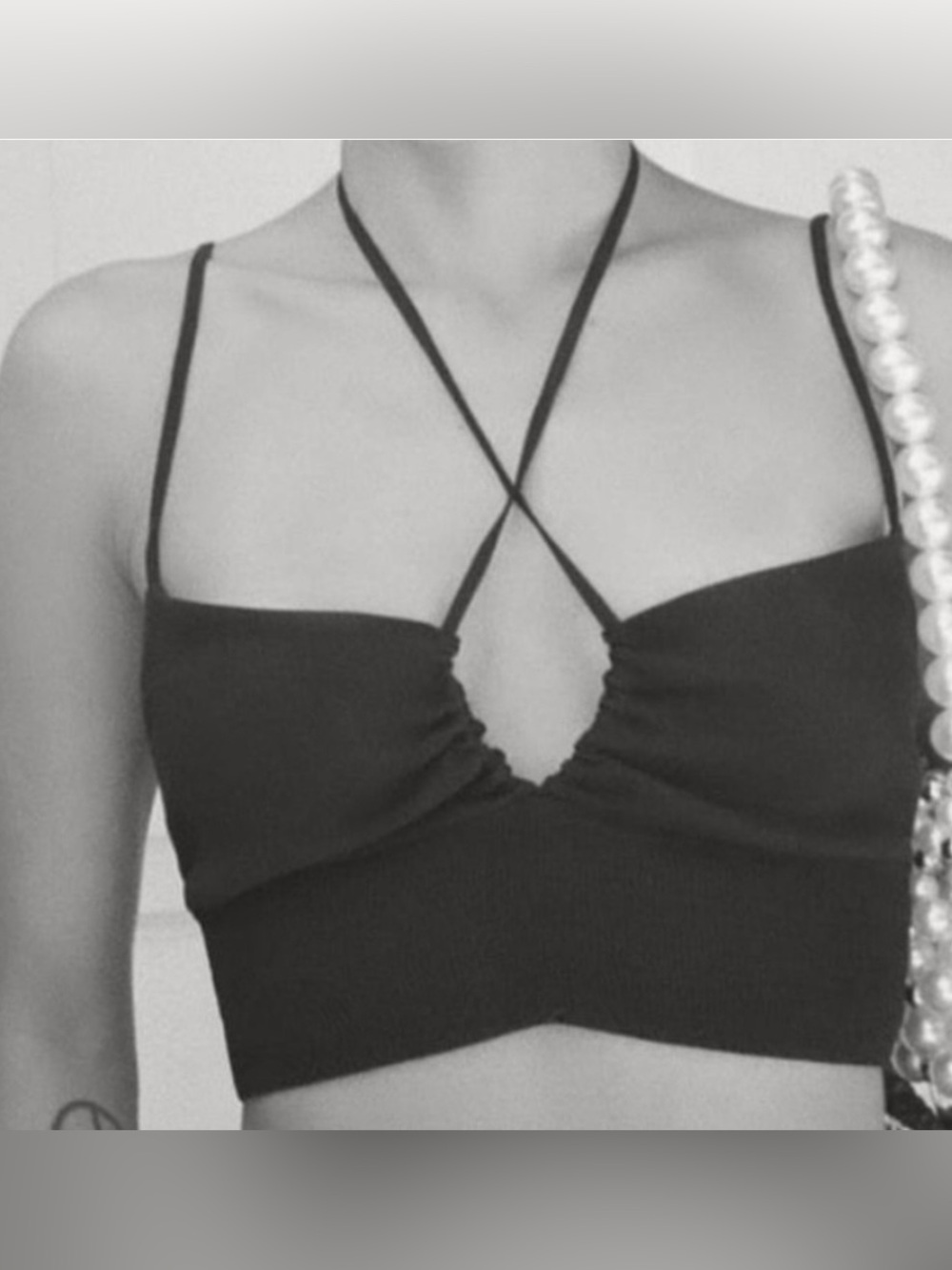 Zara Black Crisscross Strappy Crop Top size L